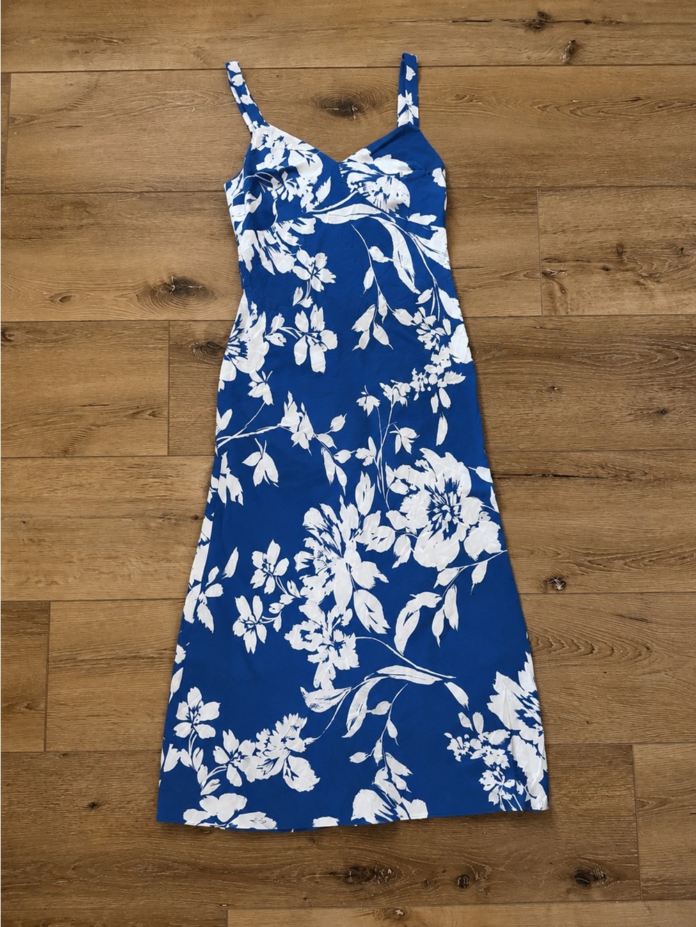 Madewell Blue & White Floral Midi Slip Dress